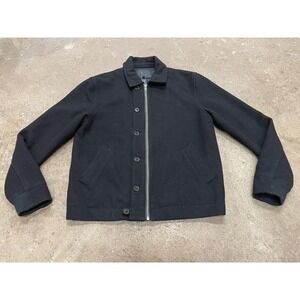 YMC Wool Bomber Jacket Mens Small Black Zip Button Lined Casual Fall Winter